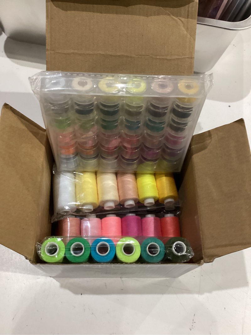 Condition photo showing Good Condition for eoehro 72pcs sewing thread kit, 36 colors, 400 yards per spool polyester thread, prewound bobbins, sewing machine threads