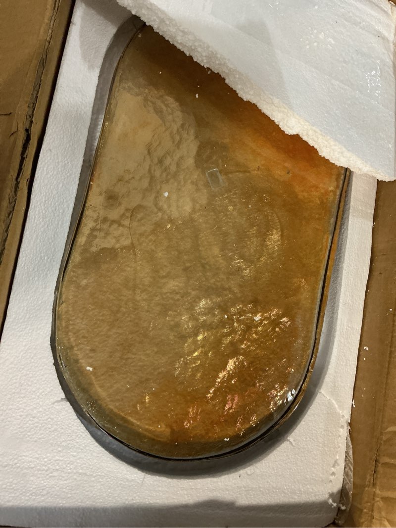 Condition photo showing Good Condition for Signature Design by Ashley Porterville Modern Accent Table with Cast Glass Top, Gold