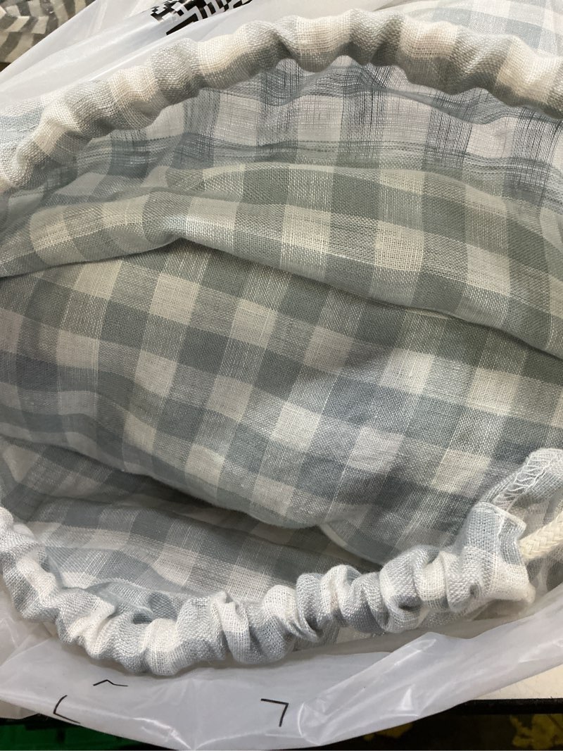 Condition photo showing Good Condition for european linen gingham duvet cover set, twin, blue fog