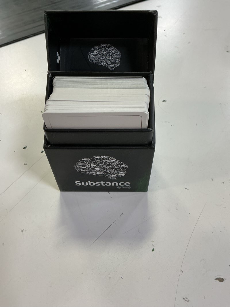 Condition photo showing Good Condition for substance card game - 90 conversation cards for adults, couples, friends, co-workers, strangers - meaningful, deep conversation started card game for game night or date night - 2-6 players