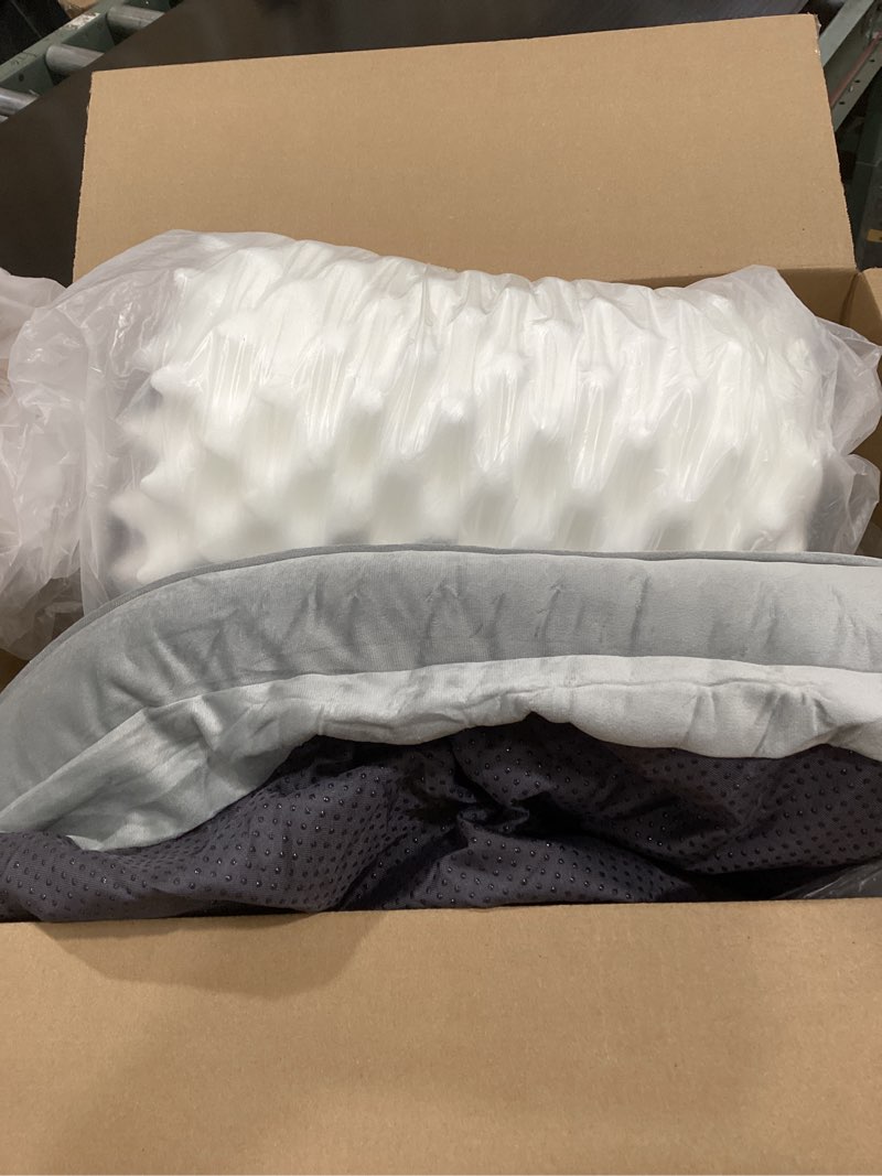 Condition photo showing As Is for Bedsure Orthopedic Dog Beds Large Sized Dog - Washable Large Dog Cat Bed Waterproof, Comfort Dogs Couch Sofa with Washable Removable Cover, Pet Bed with Nonskid Bottom, Grey, 35" 35"L x 25"W x 6.5"Th Grey