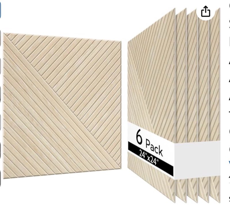 olanglab peel and stick wall panels 6 pack, 23.6" x 23.6" acoustic panels sound absorbing, decorative acoustic wall panels for home studio and office, light natural oak pattern, style c