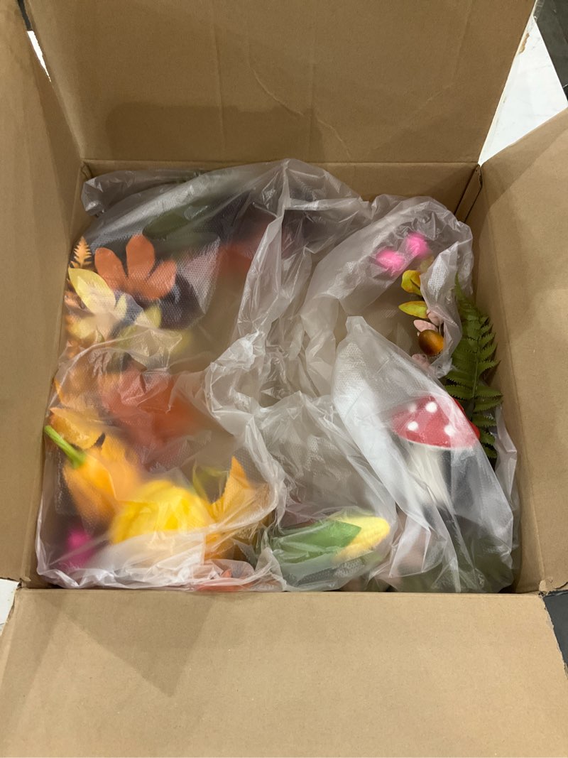 20 Inch Fall Wreath for Front Door - Autumn Harvest Wreath with Pumpkins, Corn, Mushroom & Maple Lea