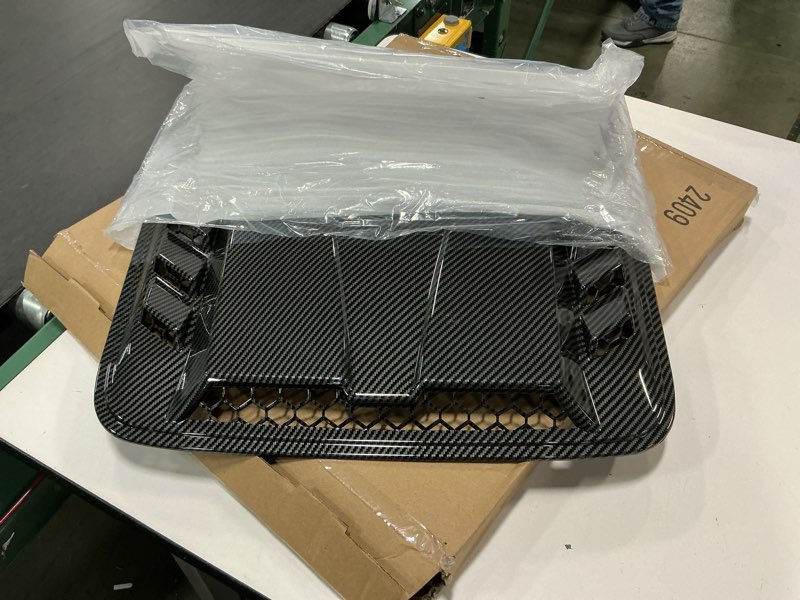 Condition photo showing As Is for DREAMOTOR Hood Scoops For Cars, Universal Hood Scoop Hood Vents, Automotive Hood Scoops for Trucks Compatible with Dodge Ram 1500 2500 F150 F250 F350 Toyota Tundra GMC Sierra 1500 2500 Jeep Wrangler Carbon Fiber