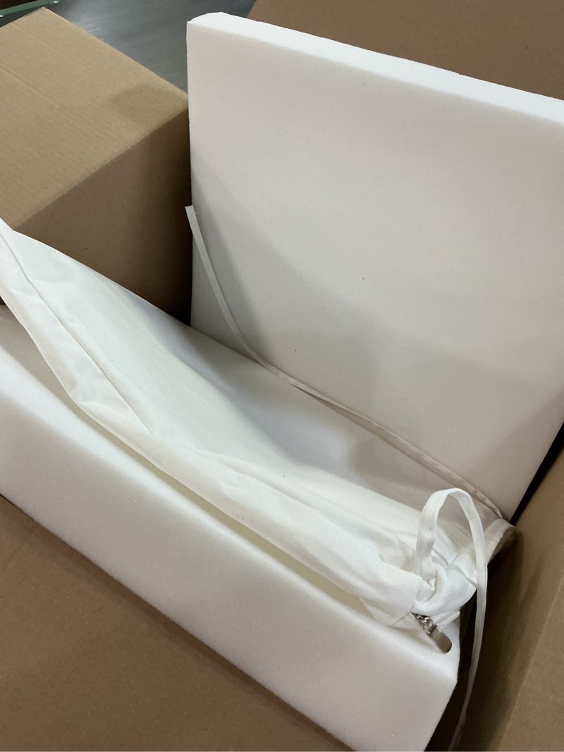 Condition photo showing Good Condition for sk studio outdoor chair cushions for patio furniture, set of 2 waterproof square corner memory foam patio chair cushion with adjustable ties outdoor seat cushions, white, 16"x16"x2" white 16"w x 16"l (pack of 2)