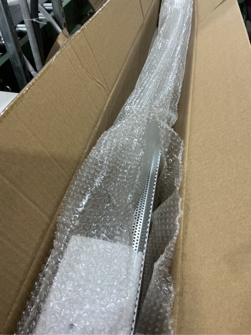 Condition photo showing Good Condition for upgraded 4 ft base board heater cover with left and right endcaps, galvanized steel easy slip-on heater cover for replacing old and rusty looking electric and hydronic base board heat covers