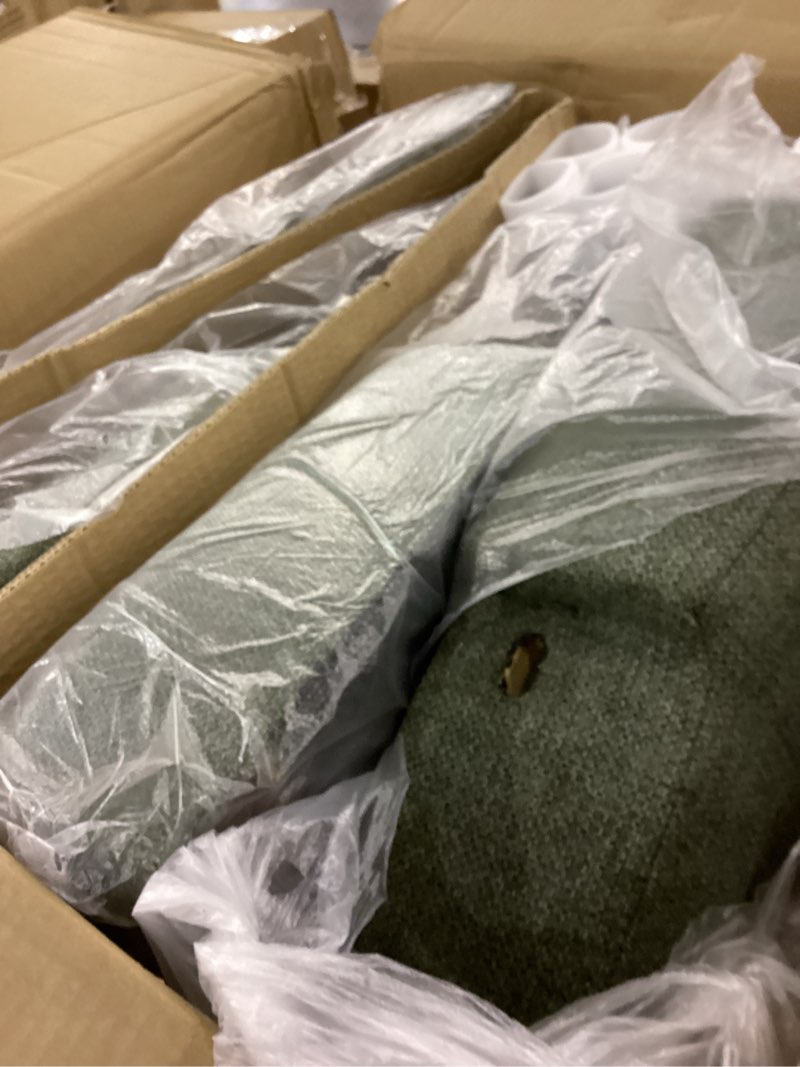 Condition photo showing As Is for COLAMY Upholstered Dining Chairs Set of 4, Mid Century Modern Kitchen Chairs with Back, Farmhouse Fabric Side Dining Room Chairs with Wood Legs for Dining Room Restaurant, Green