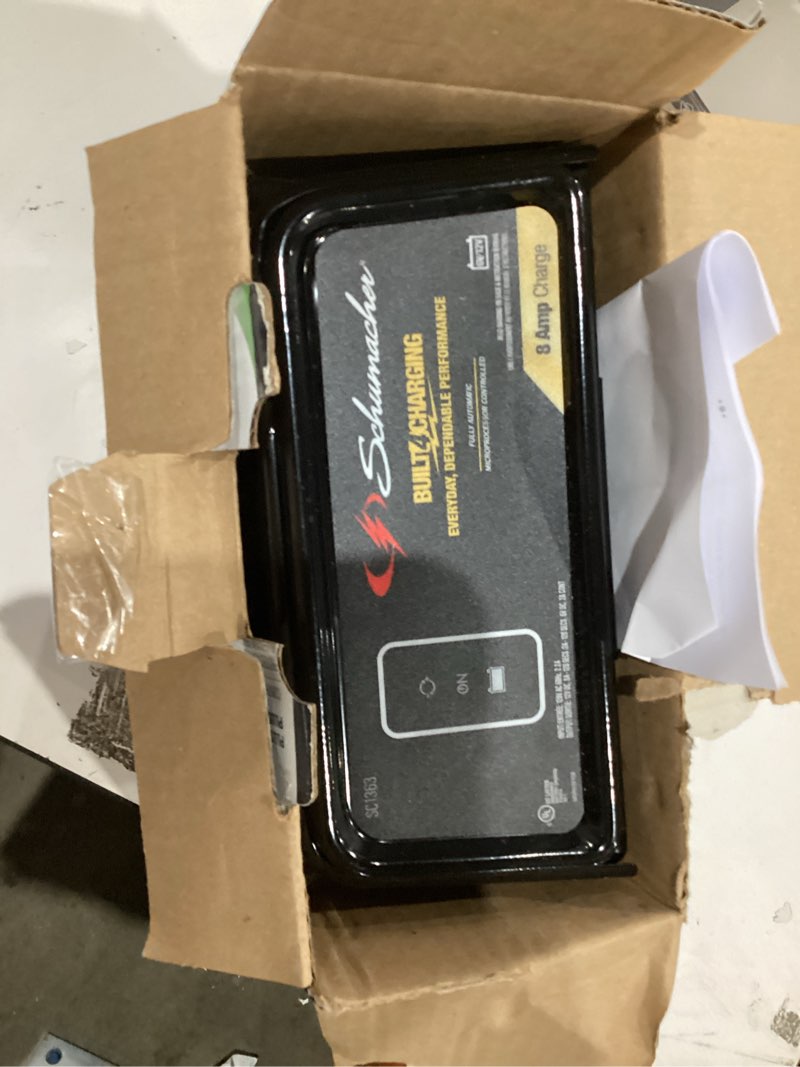 Condition photo showing As Is for schumacher electric 8-amp 6/12-volt car battery charger