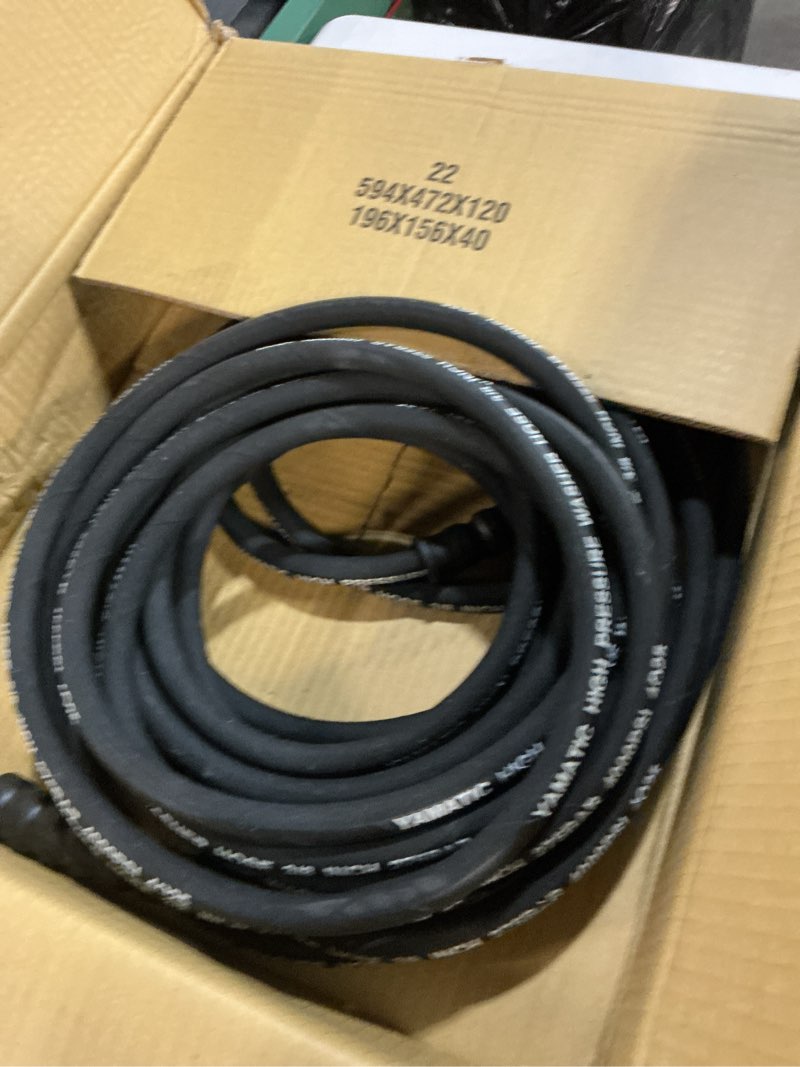 Condition photo showing As Is for YAMATIC 3/8" Kink Resistant Pressure Washer Hose 50FT, Swivel 3/8" Quick Connector, 4000 PSI High Durability Cold Hot Water Max. 212°F, Fit Most Residential and Commercial Pressure Washer 3/8"x50FT