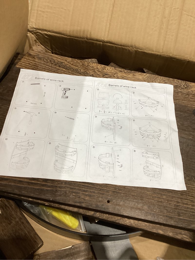 Condition photo showing Good Condition for whiskey barrel rack,vintage wall mounted wine rack for kitchen storage hand crafted liquor bar shelves wine shelf bourbon whiskey barrel shelf home decor