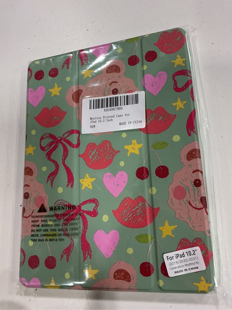 Condition photo showing New/Like New for Mektron Printed Case for iPad 10.2 Inch 2021/2020/2019, for iPad 9th/8th/10th Generation Case, Buit in Pencil Holder with Shockproof Cover Clear Shell + Trifold Stand, Blossom Sakura-green