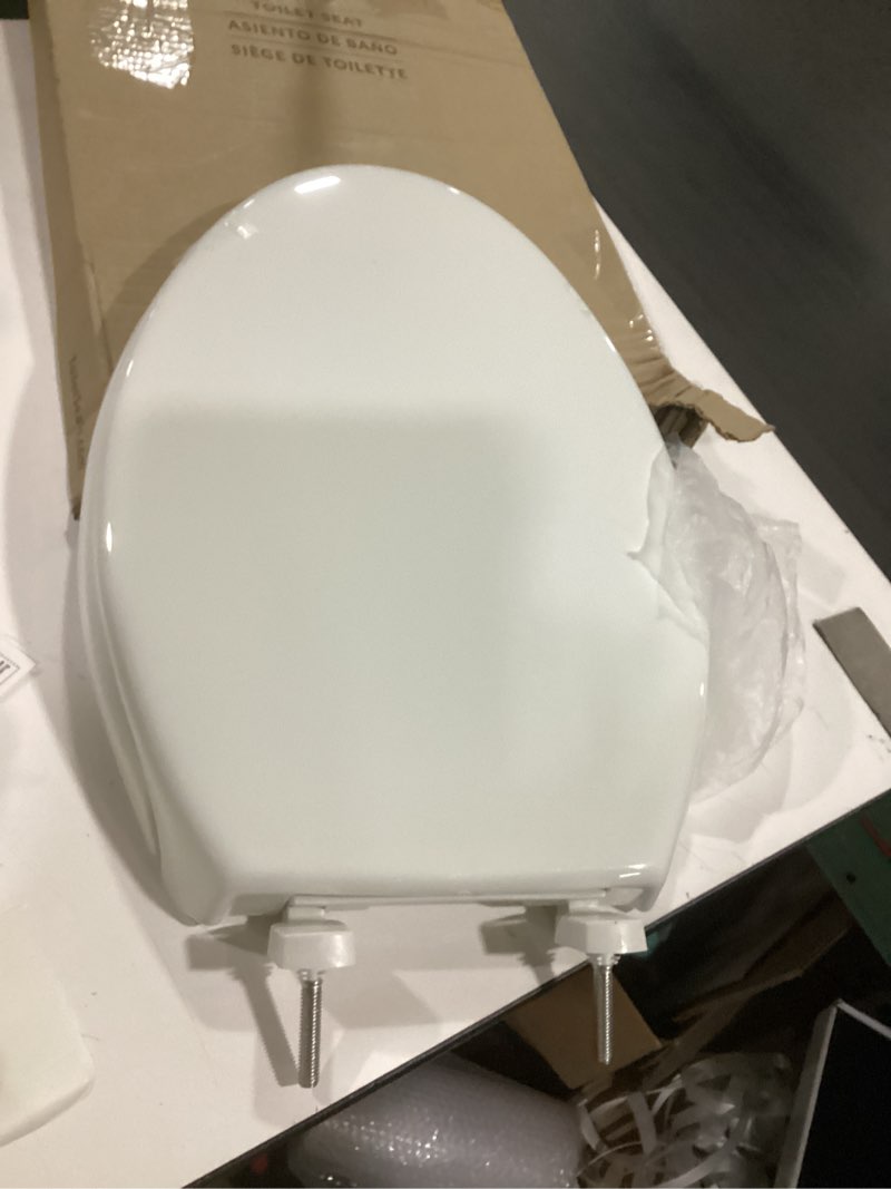 Condition photo showing Good Condition for bemis 7800tdg commercial closed front plastic toilet seat, heavy duty industrial seat with lid, secure installation for long lasting hospitality use, elongated, white elongated white