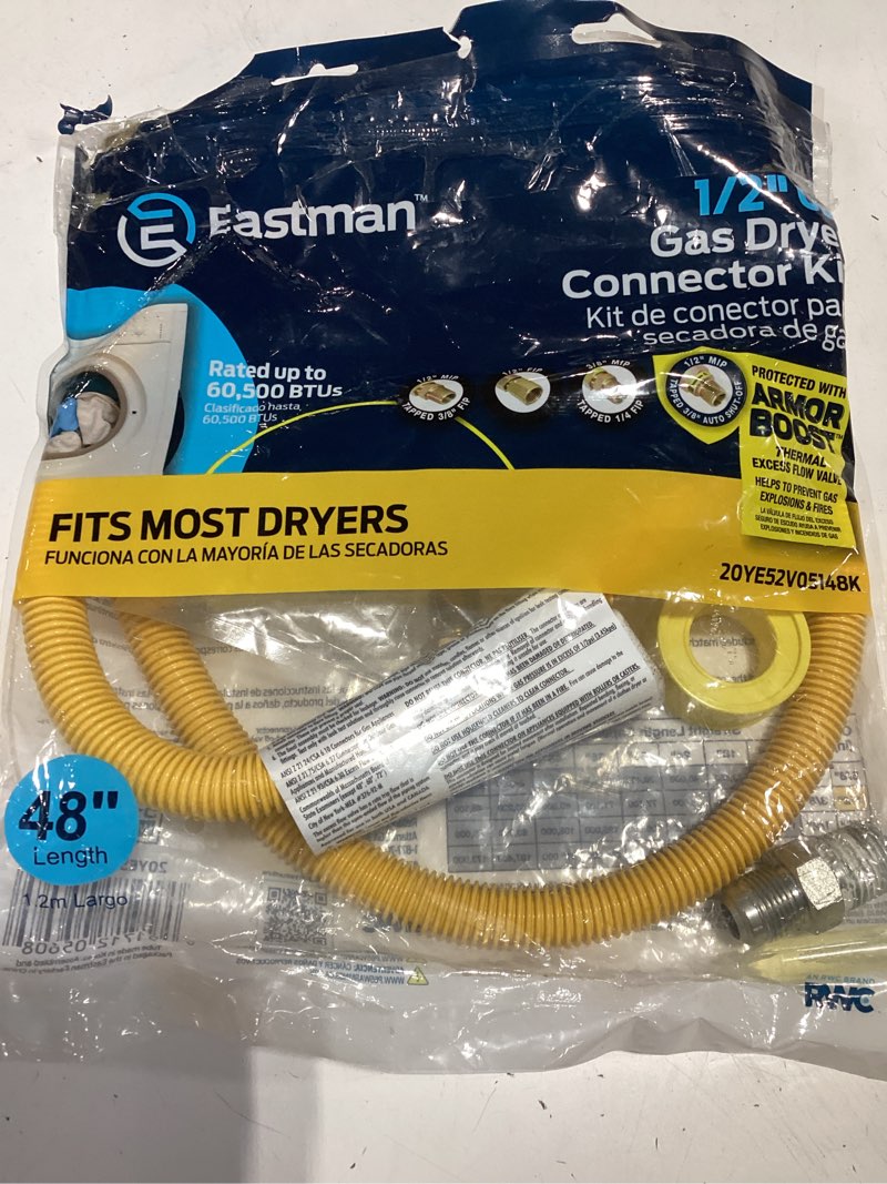 Condition photo showing New/Like New for eastman 48-in 1/2-in mip inlet x 3/8-in mip outlet stainless steel gas appliance installation kit