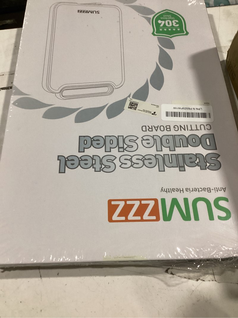 Condition photo showing New/Like New for sumzzz stainless steel cutting board for kitchen, 2-in-1 double-sided chopping board, dishwasher safe, food grade stainless steel/pp, easy to clean, large size, non-slip, 16"×11" 16"l x 11"w