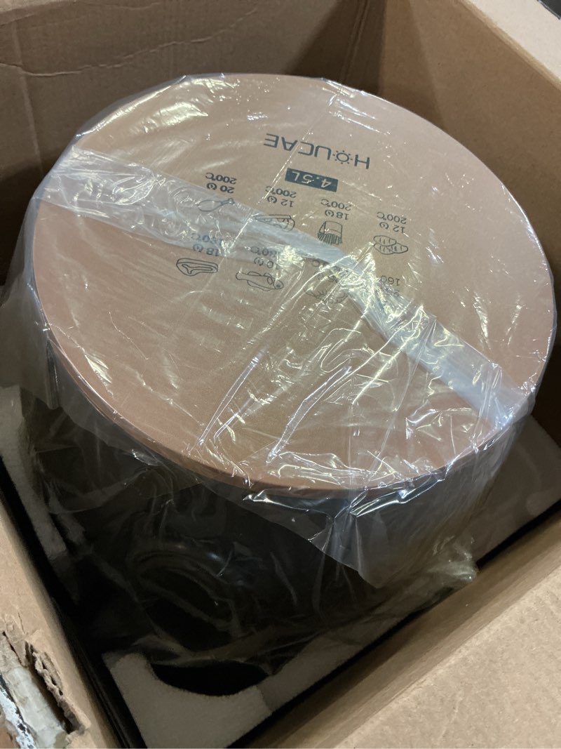 Condition photo showing Good Condition for air fryer, 4.8 quart capacity, temperature control, black