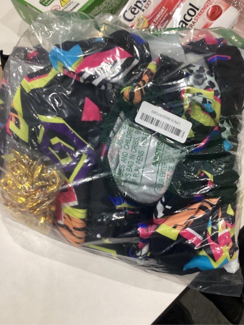Condition photo showing Good Condition for 80s 90s outfit for men tracksuit costume, hip hop outfit set vintage beach tracksuit for themed disco party costumes black x-large