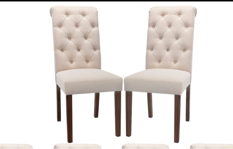 colamy button tufted dining chairs accent parsons diner chair upholstered fabric dining room chairs stylish kitchen chairs with solid wood legs and padded seat - dark beige(pack 2)