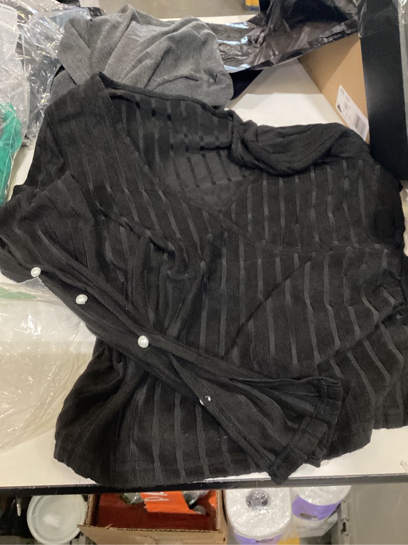 Condition photo showing Good Condition for soly hux women's v neck wrap t shirt button split long sleeve tee slim fitted going out tops x-large plain black