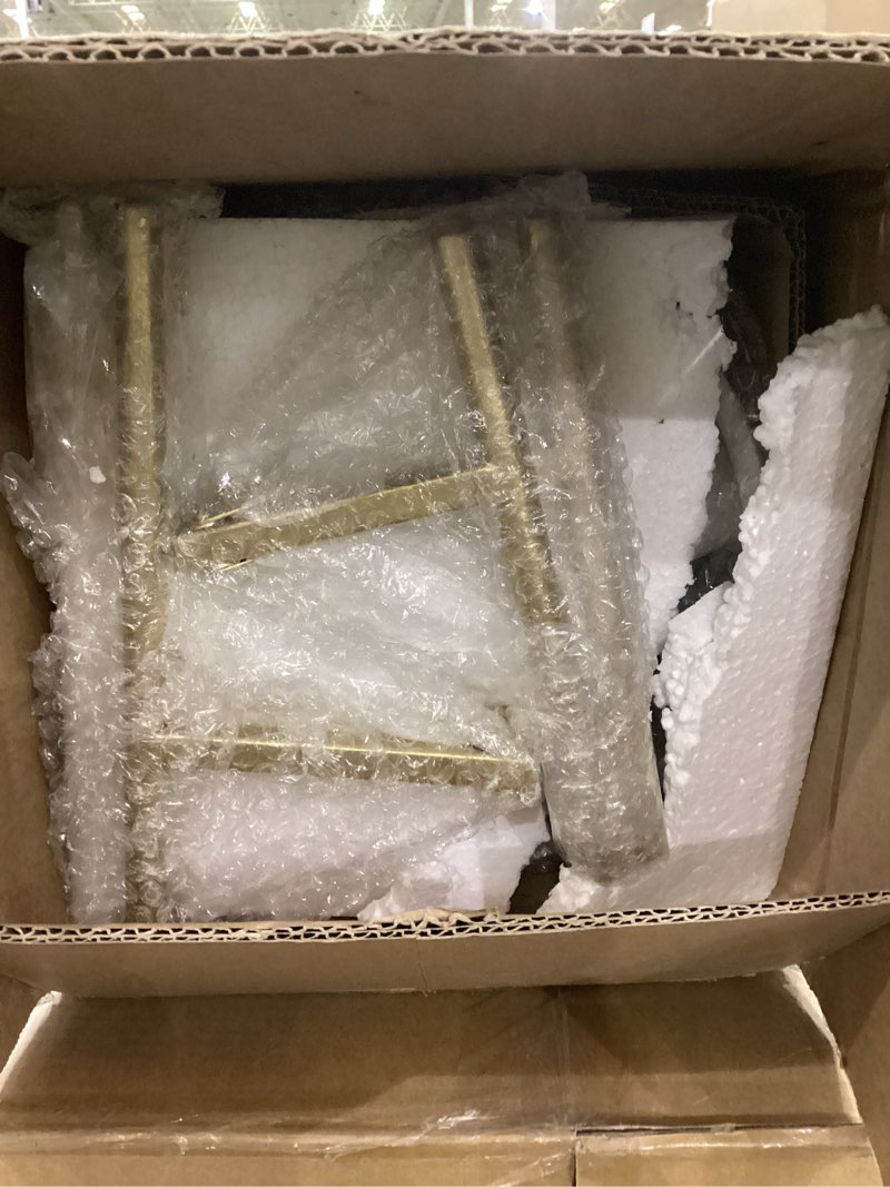 Condition photo showing As Is for ARNIS Modern Planter Pots, Set of 2 Round Large Planters with Stand, Decorative Floor Planters, Metal Pots with Drainage Holes for Living Room, Office, Garden or Balcony, 8.25 &10.5 Inch, White & Gold White 8.25 &10.5