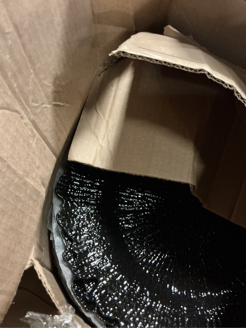 Condition photo showing Good Condition for 50 pcs black charger plates bulk, 13" reef plate chargers for dinner plates, plastic floral decorative plates for table setting, round table chargers for wedding, christmas, party, event, decoration black 50 pcs