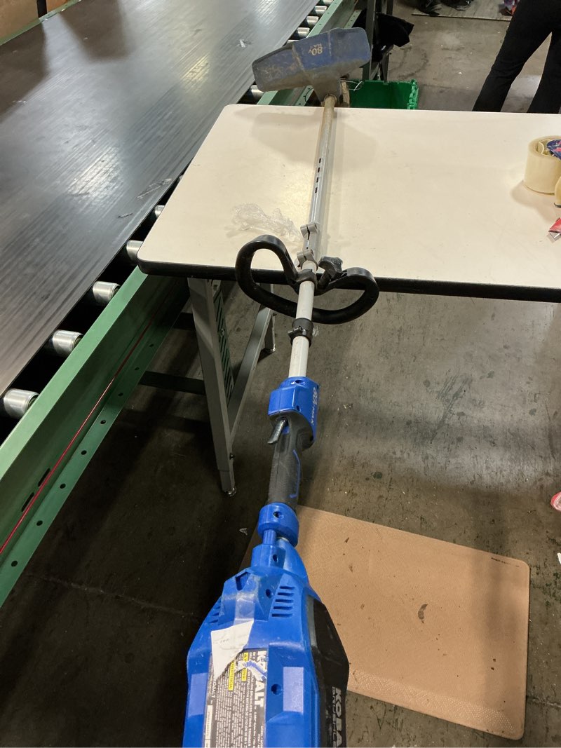 Condition photo showing As Is for kobalt 80-volt 16-in straight shaft battery string trimmer