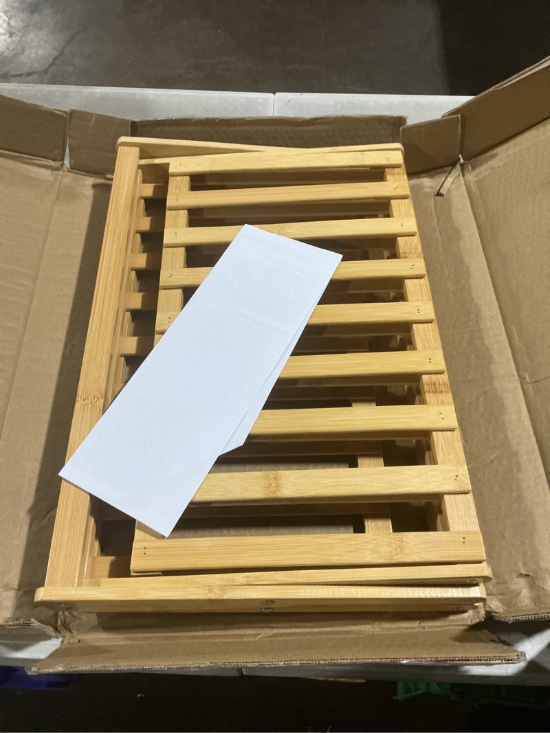 Condition photo showing Good Condition for jessie bamboo shoe rack,free standing shoe rack for closet,portable folding shoe storage rack, space saving,shoe shelf for bedroom entryway hallway closet living room (primary-3 tier)