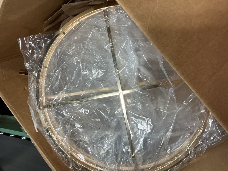 Condition photo showing As Is for Bigsee Gold Arch Backdrop Stand 5Ft Wedding Round Hoop Backdrop Stand, 4 Tier Floral Balloon Arch Stand for Wedding Centerpiece Baby Shower Birthday Ceremony Background Decoration Gold 2 Pcs