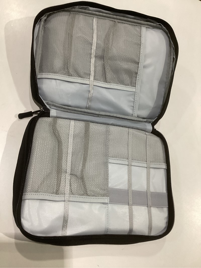 Condition photo showing Good Condition for fyy electronic organizer, extra large travel cable organizer bag pouch portable waterproof double layers all-in-one storage bag for ipad, cable, power bank, laptop charger for office/home, black extra large black