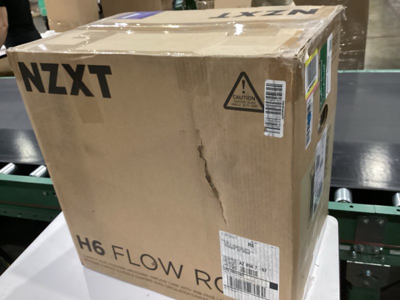 Condition photo showing New/Like New for nzxt h6 flow rgb mid-tower airflow case with 3 rgb fans, panoramic glass panels, and cable management - white h6 flow rgb rgb fans white