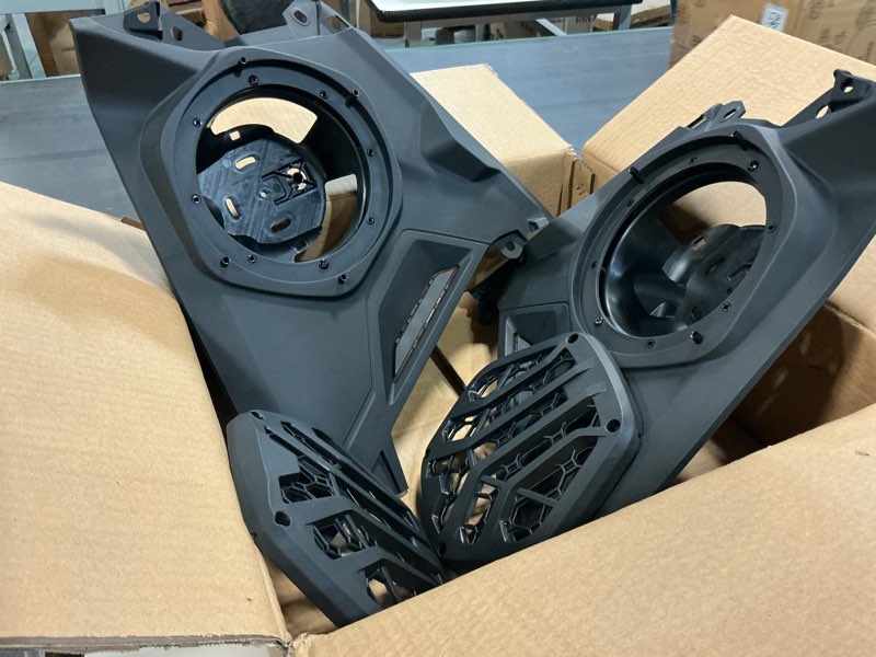 Condition photo showing New/Like New for Front Dash Speaker Pods for 2024-2025 Can-Am Maverick R, Front Dashboard Speaker Enclosures Dustproof Mesh Holder for Can Am Maverick R MAX X RS 2024+ Accessories(Speakers Not Included)