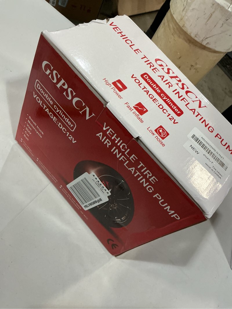 Condition photo showing New/Like New for gspscn 6x faster inflation tire inflator heavy duty double cylinders with portable bag- car accessories?metal 12v air compressor pump 150psi with adapter for car, truck, suv tires, dinghy, air bed silver