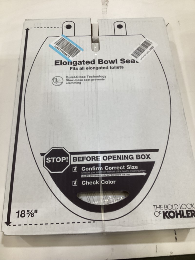 Condition photo showing Good Condition for kohler k-20110-0 brevia elongated toilet seat with grip-tight bumpers, quiet-close seat, quick-attach hardware, white