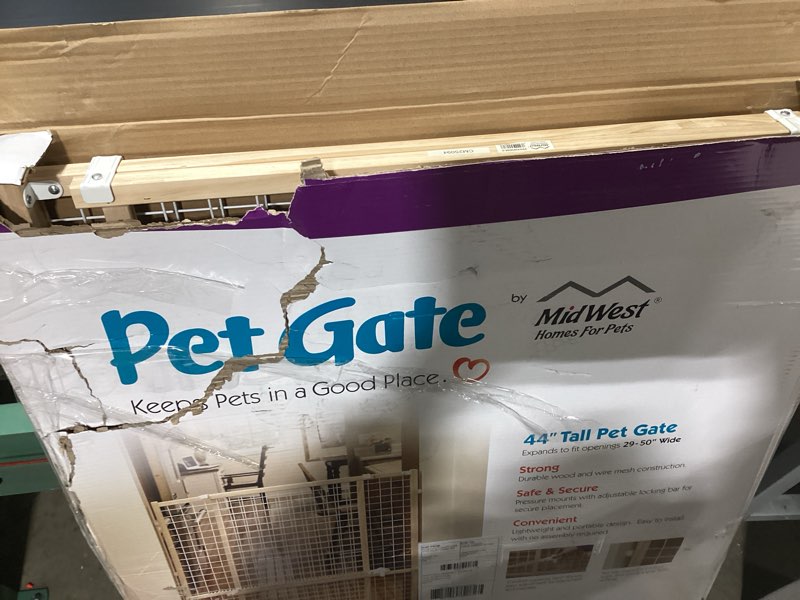 MidWest Homes for Pets Wire Mesh Pet Safety Gate, Dog Gate Expands From 29 - 50 Inches Wide, 44 Inch
