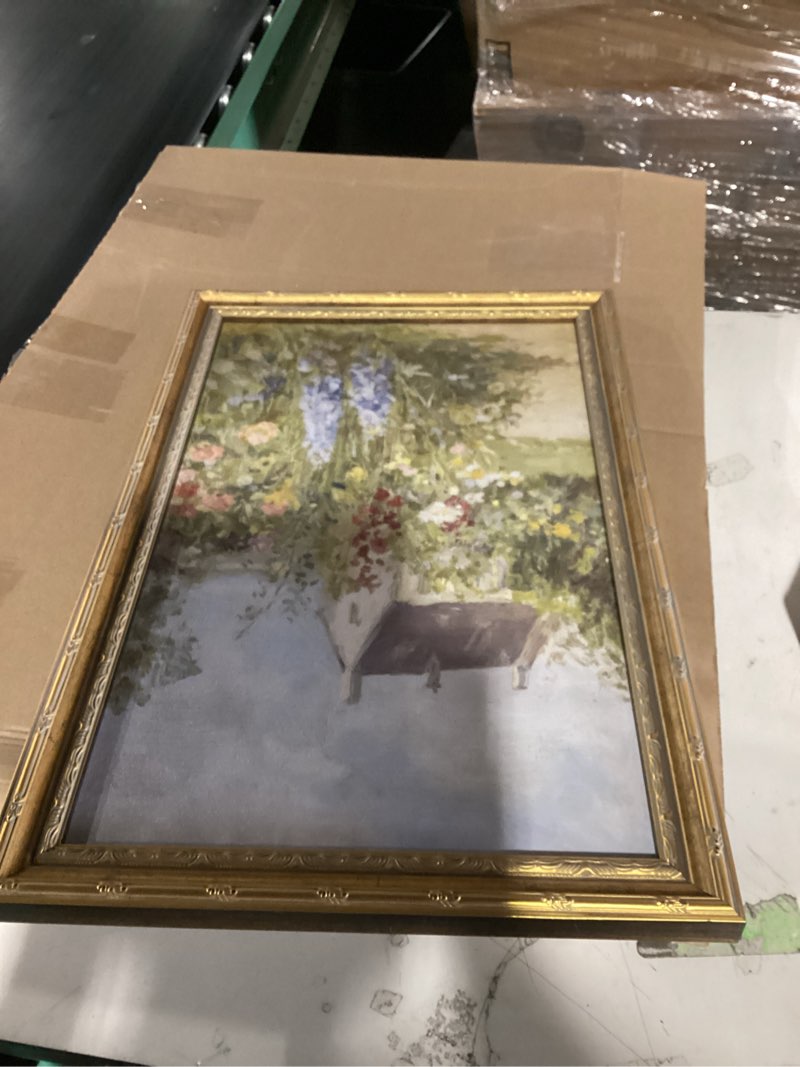 Condition photo showing Good Condition for vintage gold framed spring rustic wildflower wall art farmhouse wildflower wall decor countryside nature flower landscape poster pictures rustic flower print artwork for farmhouse kitchen bedroom cottage flowers 24"l x 16"w
