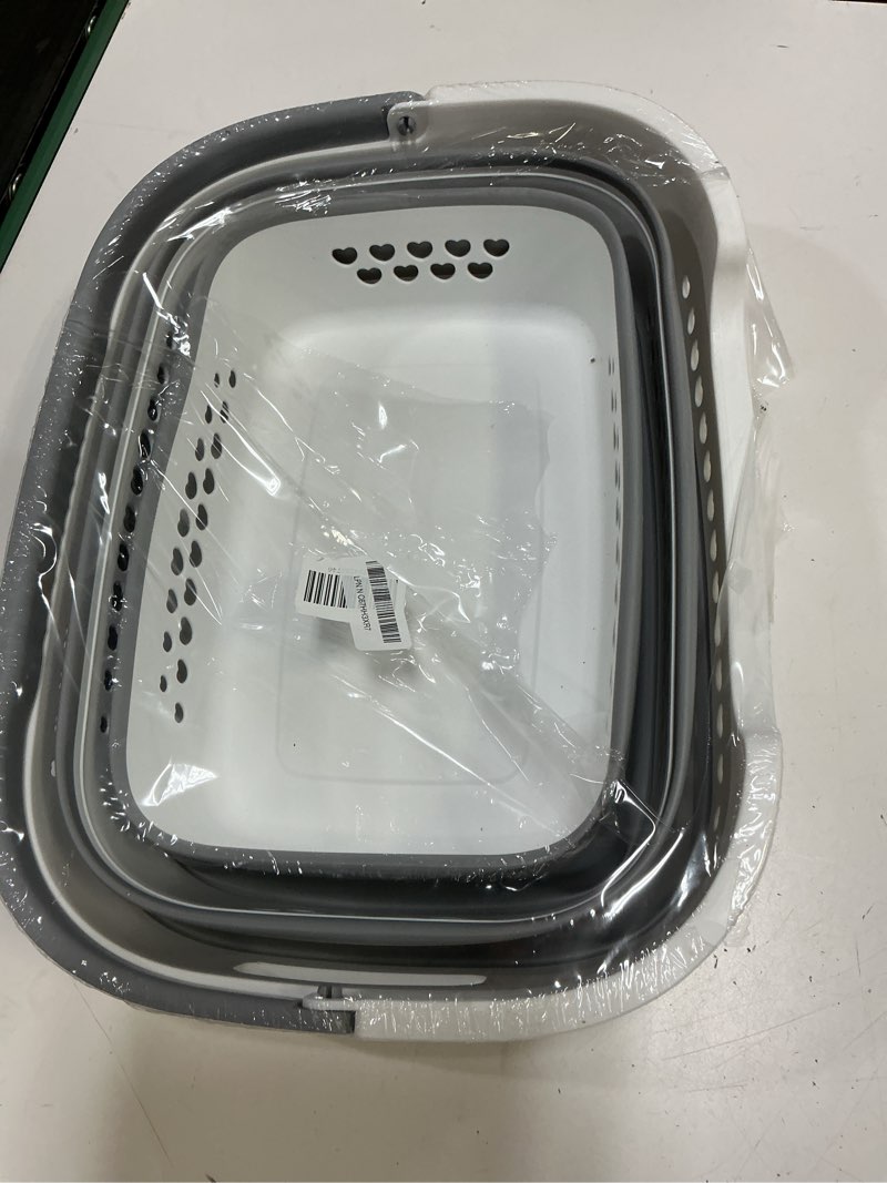 Condition photo showing Good Condition for 42l medium collapsible plastic laundry basket with handles, foldable laundry basket hamper, pop up storage container organizer for washing storage (gery, 17 inch * 13 inch * 15 inch) 42l 1.0