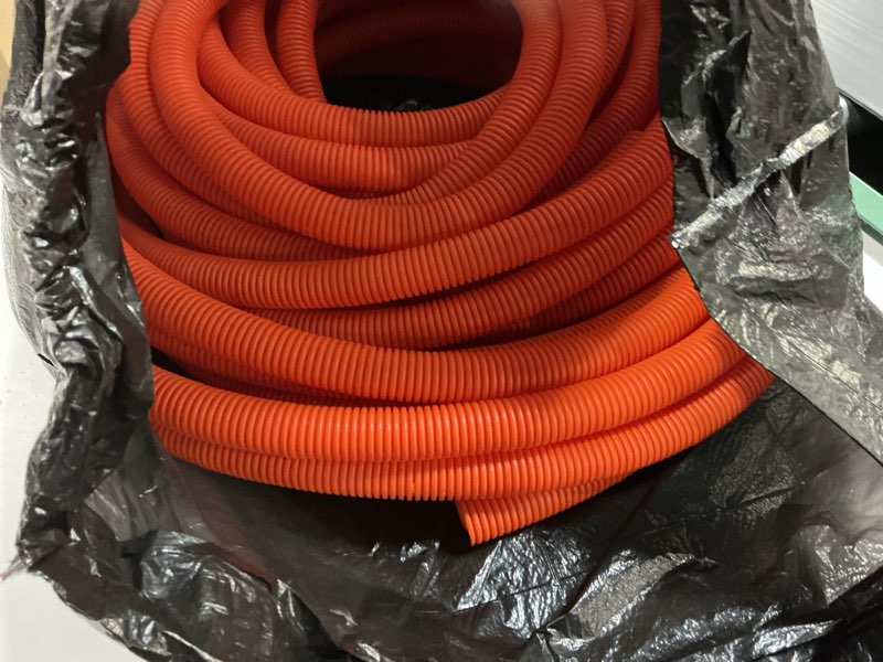 Condition photo showing As Is for Flexible Polyethylene HDPE Non-Split Corrugated Wire Loom Tubing (Orange, 1" Dia. x 100 ft) 1" Dia. x 100 ft Orange