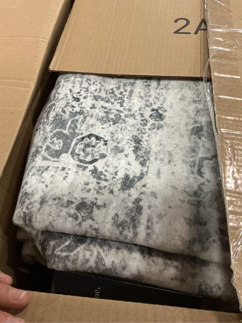 Condition photo showing Good Condition for lahome margot beige washable rugs for living room 8 x 10 large living room rug indoor carpet, boho vintage distressed non slip low pile bedroom carpet for dining room office playroom (8x10, gray ) 8' x 10' (rectangular) gray&white