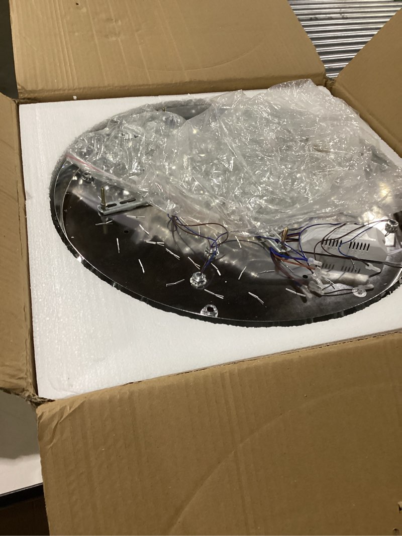 Condition photo showing New/Like New for CLAIRDAI Modern Crystal Chandelier Round LED Crystal Ceiling Light Fixtures Flush Mount Chandelier Ceiling Lamp for Living Room Bedrooms Dining Room (6500K Cool White)