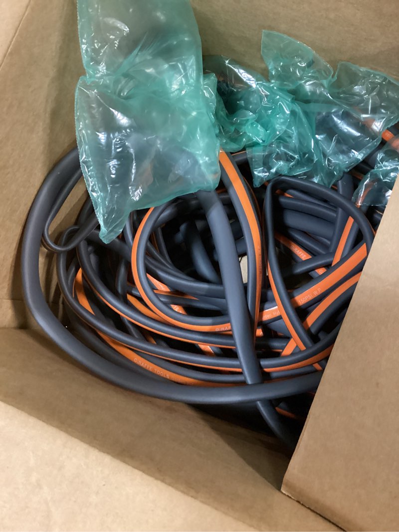 Condition photo showing As Is for giraffe tools 100ft garden hose, 5/8" lightweight lay flat water hose, no-kink, flexible gardening hose with male to female aluminum fitting, customizable-length hose pipe for yard