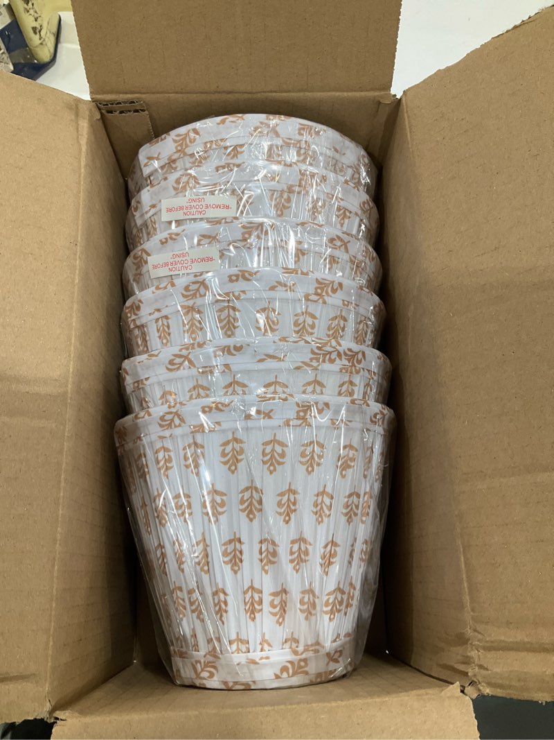 Condition photo showing Good Condition for Chandelier Shades Set Of 6,Mini Lamp Shade 3" Top x 5.5" Bottom x 4.7" Slant ,Small Lamp Shades Clip On Bulb,Pleated Chandelier Lamp Shades,Fabric Lampshades That Attach To The Bulb(Brown Floral)