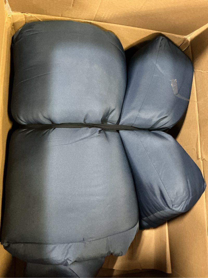 Condition photo showing As Is for kigley 1 pcs outdoor chaise lounge cushions with 3 side pocket 76 x 22 x 6 inch patio chaise lounge cushion water-repellent and fade-resistant tufted summer replacement (navy gray,solid color) navy blue 1