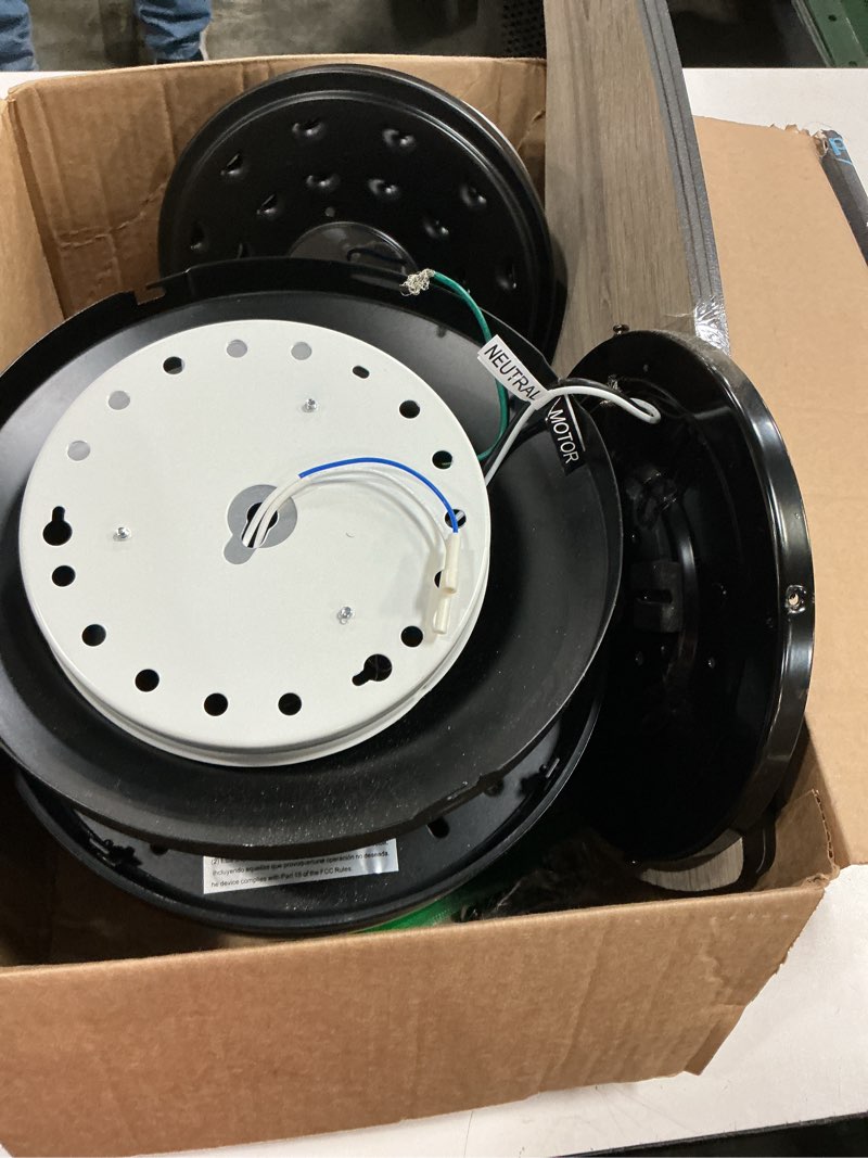 Condition photo showing As Is for lg sourcing harbor breeze mazon black44 in. led indoor flush mount ceiling fan (3-blade)