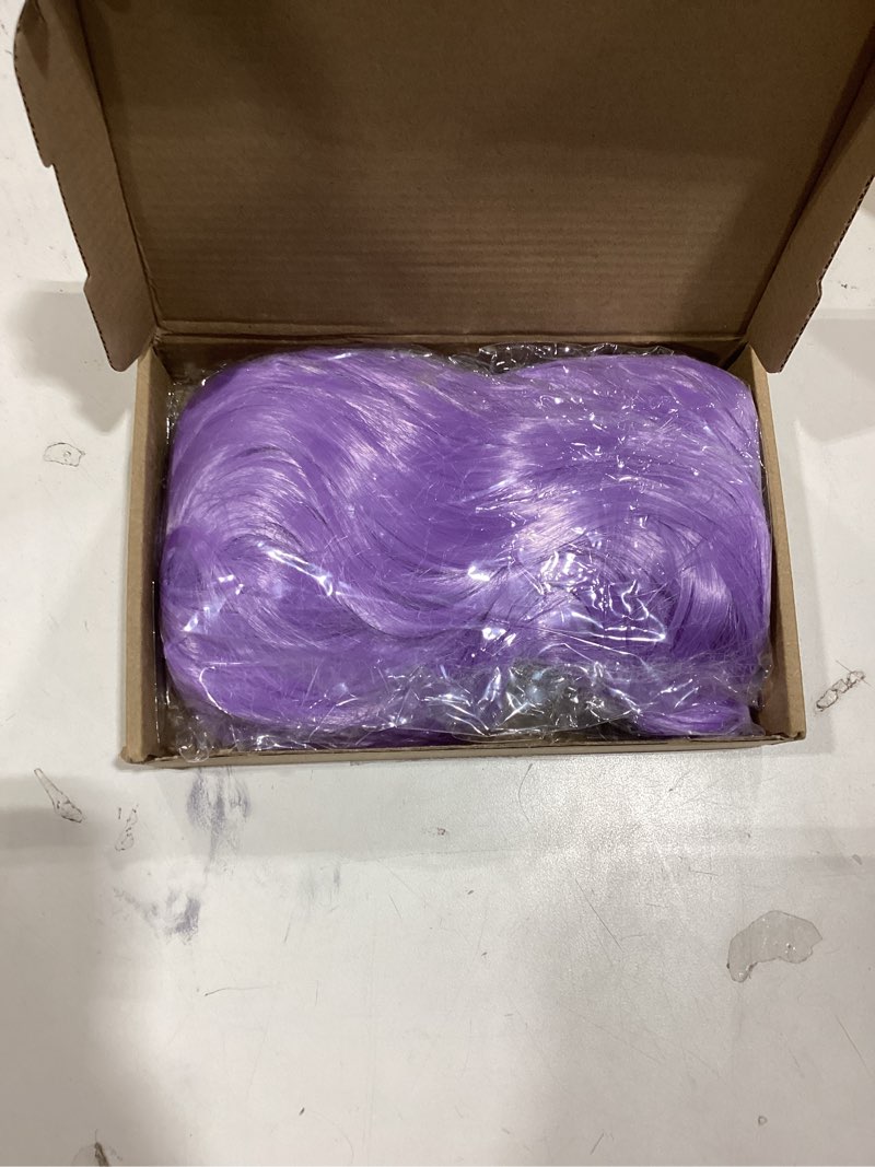 Condition photo showing New/Like New for PLULON Light Purple Bob Wig with Heart Sunglasses Hair Cap, Colorful Short Bob Wigs Synthetic Party Wigs Funny Cosplay Hairpieces for Women Men Daily Bachelorette Halloween Costume Party Decorations