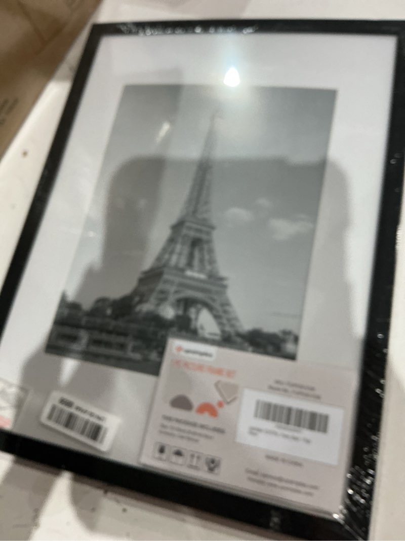 Condition photo showing Good Condition for upsimples 12x16 picture frame, display pictures 8.5x11 with mat or 12x16 without mat, wall hanging photo frame, black, 1 pack black 12x16
