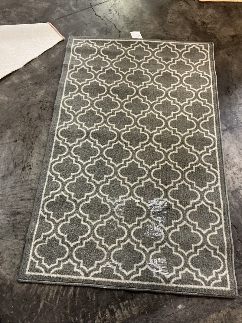 Condition photo showing As Is for trellis grey 3 ft. x 4 ft. non-slip indoor area rug