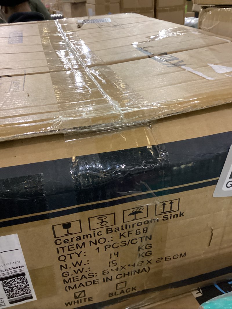 Condition photo showing New/Like New for Rectangular Vessel Sink - Kichae 21" x 13" Modern Bathroom Vessel Sink White Porcelain Ceramic Rectangle Above Counter Vessel Vanity Sink Art Basin 21"x13" White