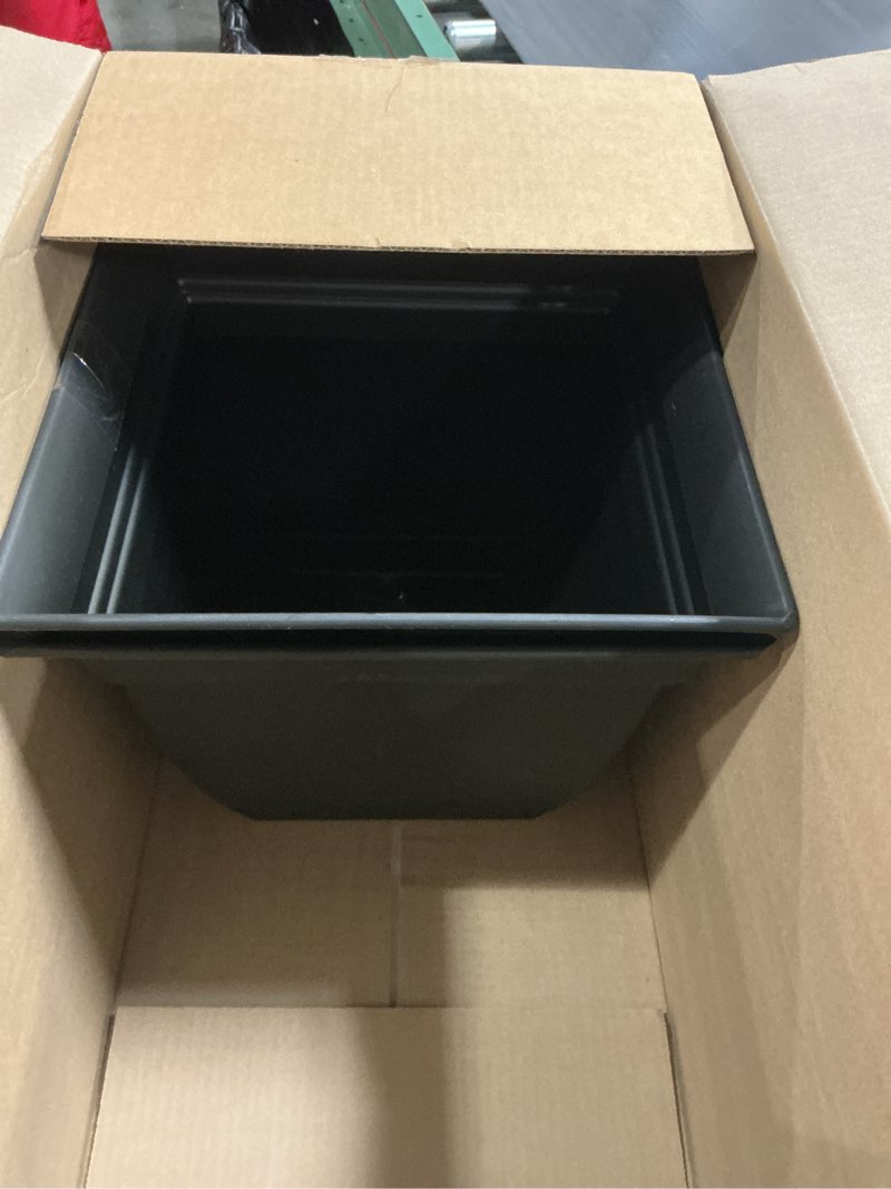 Condition photo showing Good Condition for the hc companies 12 inch eclipse square planter pots with drainage holes & attached saucer, lightweight uv-resistant plastic indoor outdoor planters, 2-pack flower pots for garden & home decor, black black 12" pack of 2