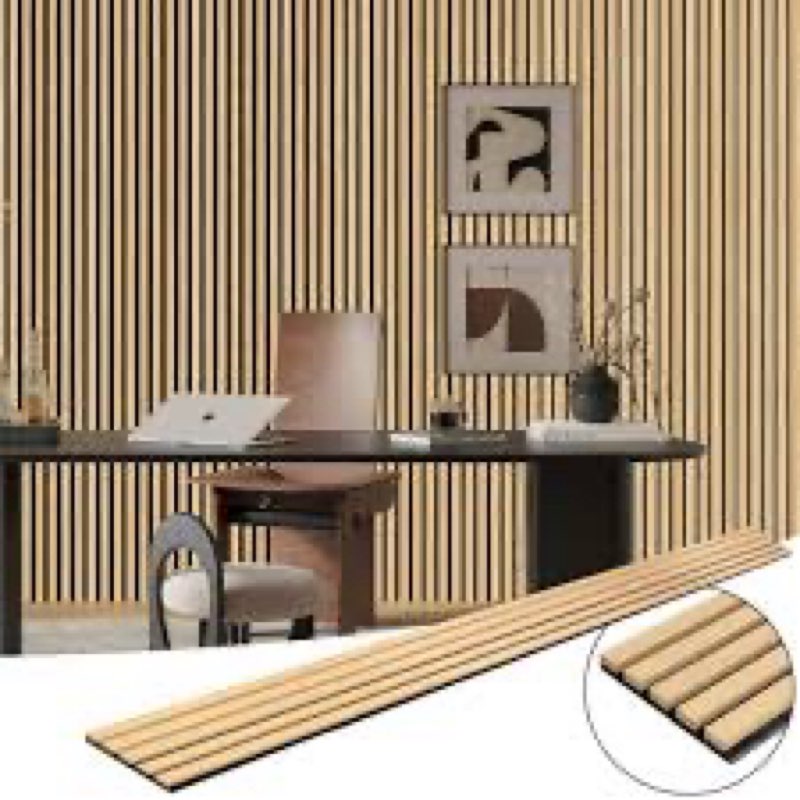 AKUMAX 8 Pcs Wood Panels for Wall Peel and Stick-Decorative Fluted Slat Wall Paneling-Soundproof Wal