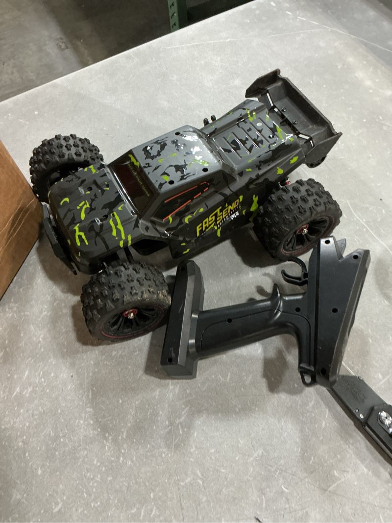 Condition photo showing As Is for 1/14 brushless rc cars for adults fast 50+ mph, rc trucks 4x4 offroad waterproof, electric powered high speed remote control car, fast extreme all terrain rc truggy with 3s battery for snow sand green 1:14