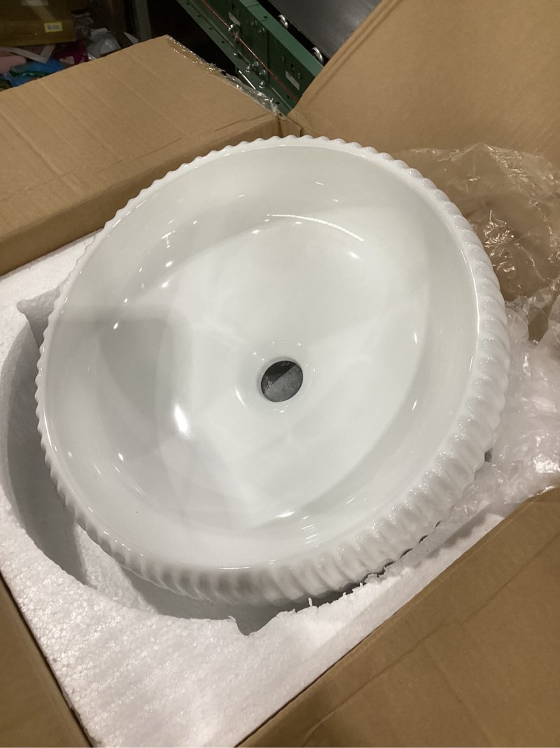 Condition photo showing New/Like New for bathroom vessel sink above counter, bowl sinks for bathroom, countertop white bathroom sink 16.4\" for cabinet lavatory vanity porcelain ceramic, cbs131 bowl (16.4'')
